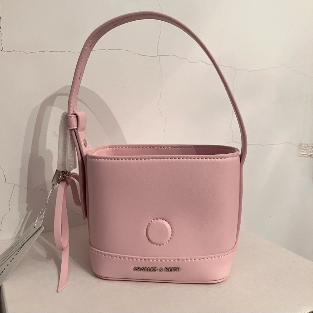 Charles & Keith Kadee Ruched Bow-Charm Mini Bag NWT - Picture 8 of 12